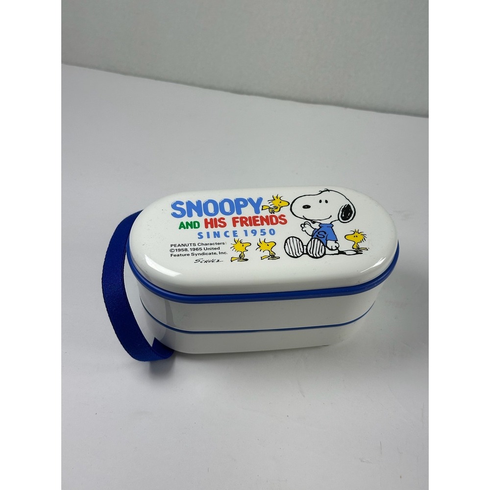 Vintage Snoopy & Woodstock 2-Tier Bento Box with Chopsticks - Made in Japan B-10